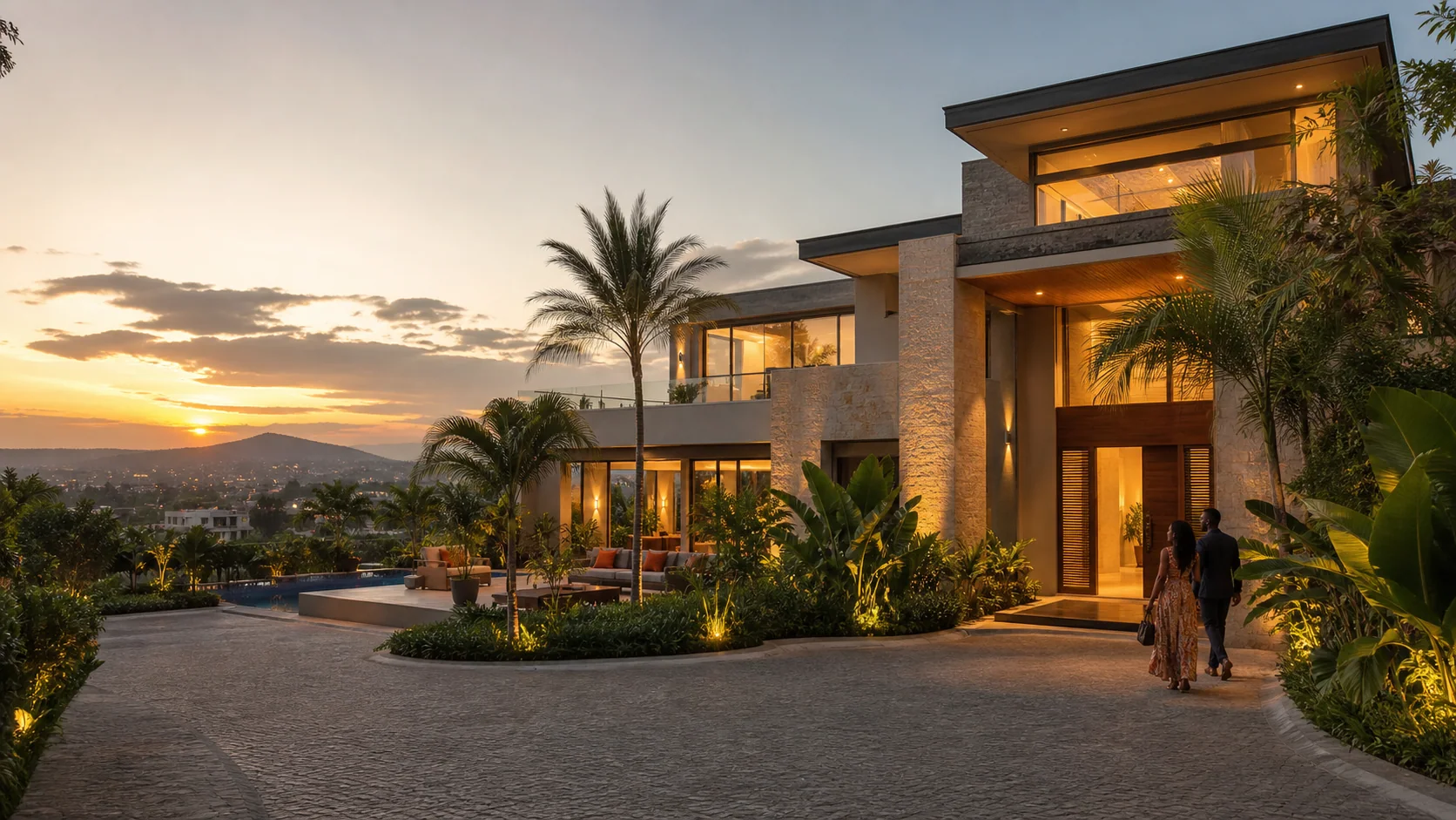 A contemporary Abuja home in the evening light
